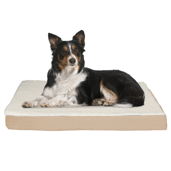 Pet Adobe Pet Adobe Memory Orthopedic Foam Dog Bed- Sherpa Top and Removable Cover- 36x27x4, Tan 536719BXJ - main